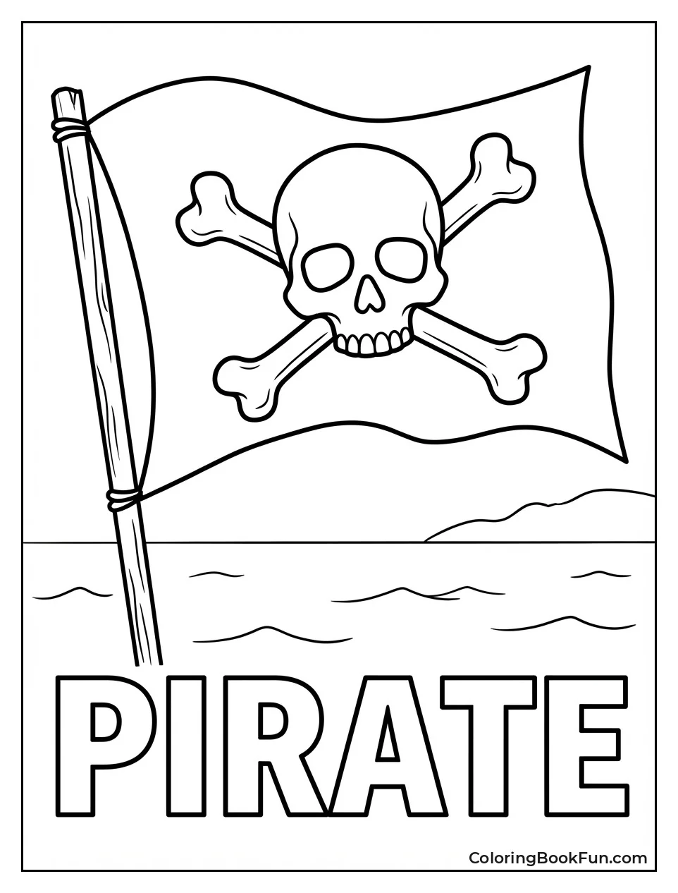 Waving Jolly Roger Skull Flag