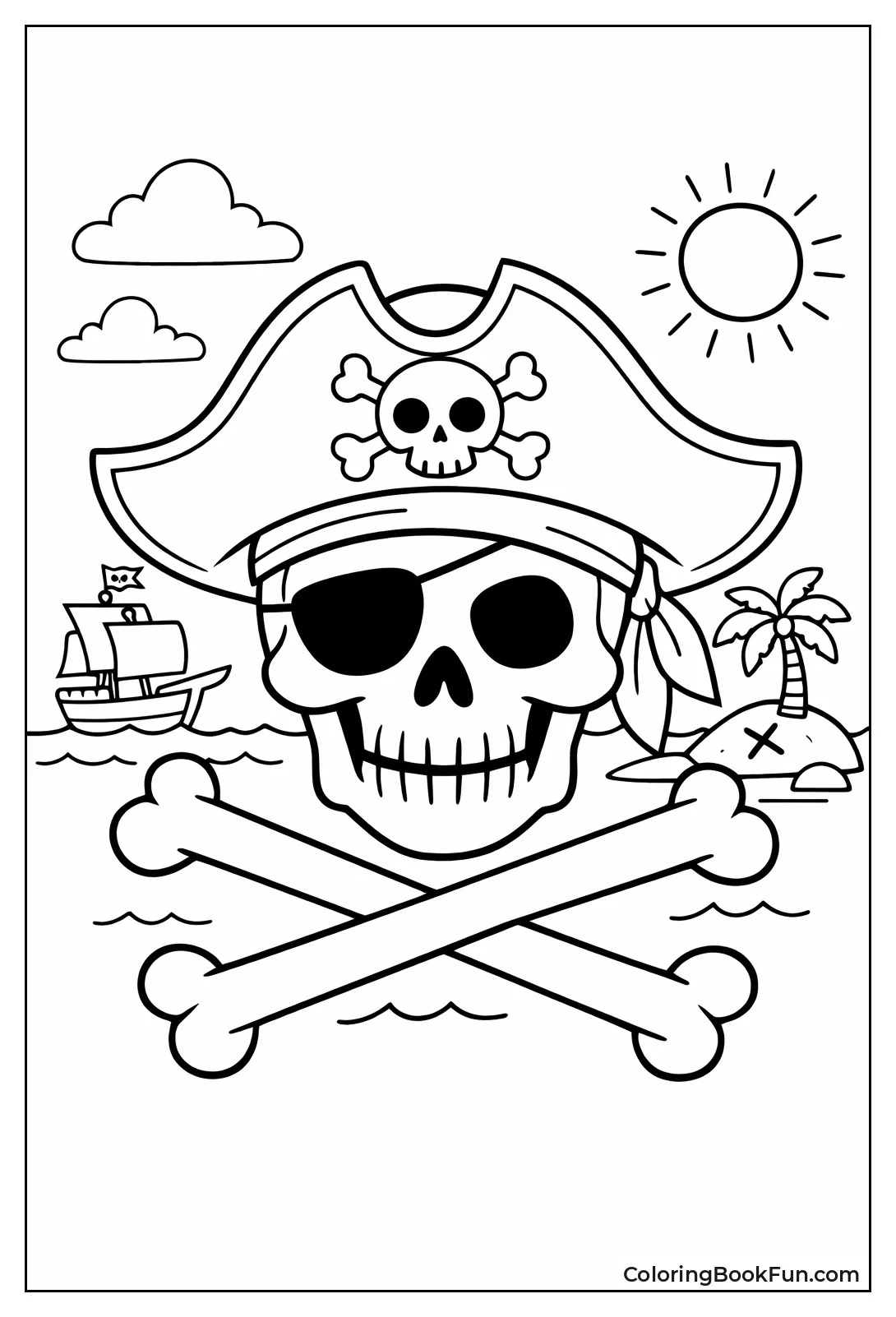 Pirate Skull Wearing Tricorn Hat