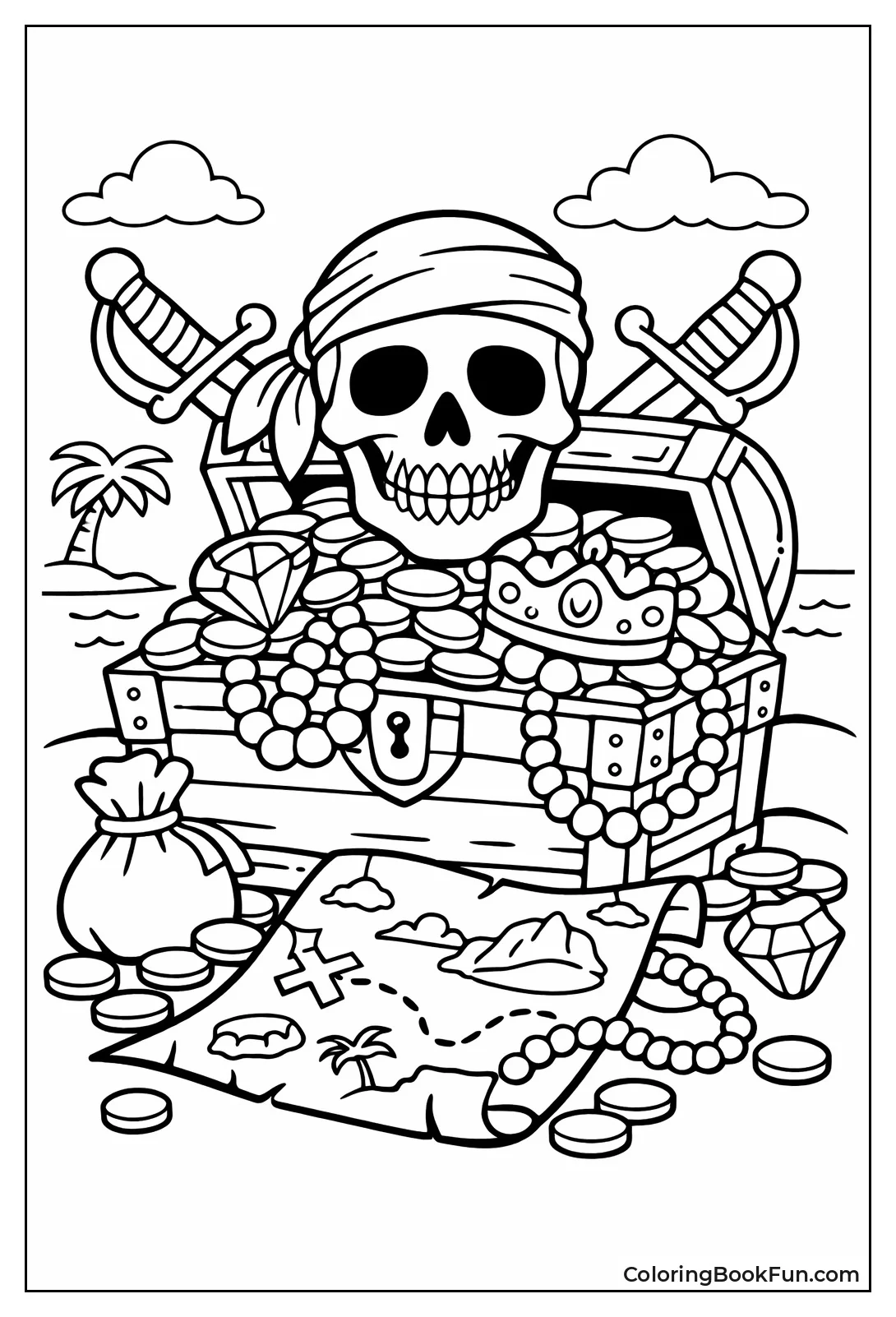 Skull atop Pirate Treasure Chest