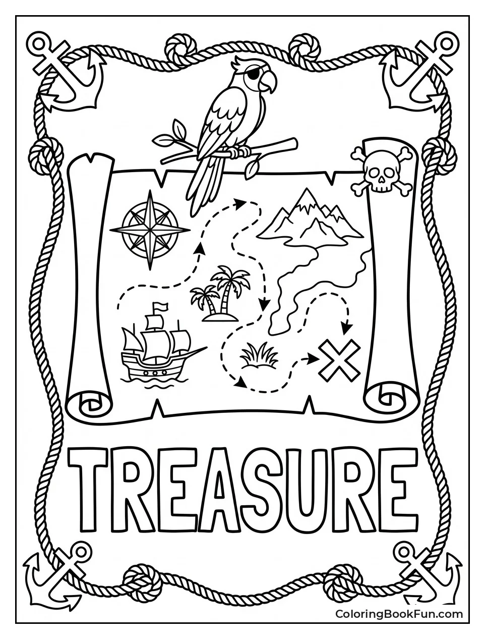 Treasure Map Shows X Spot