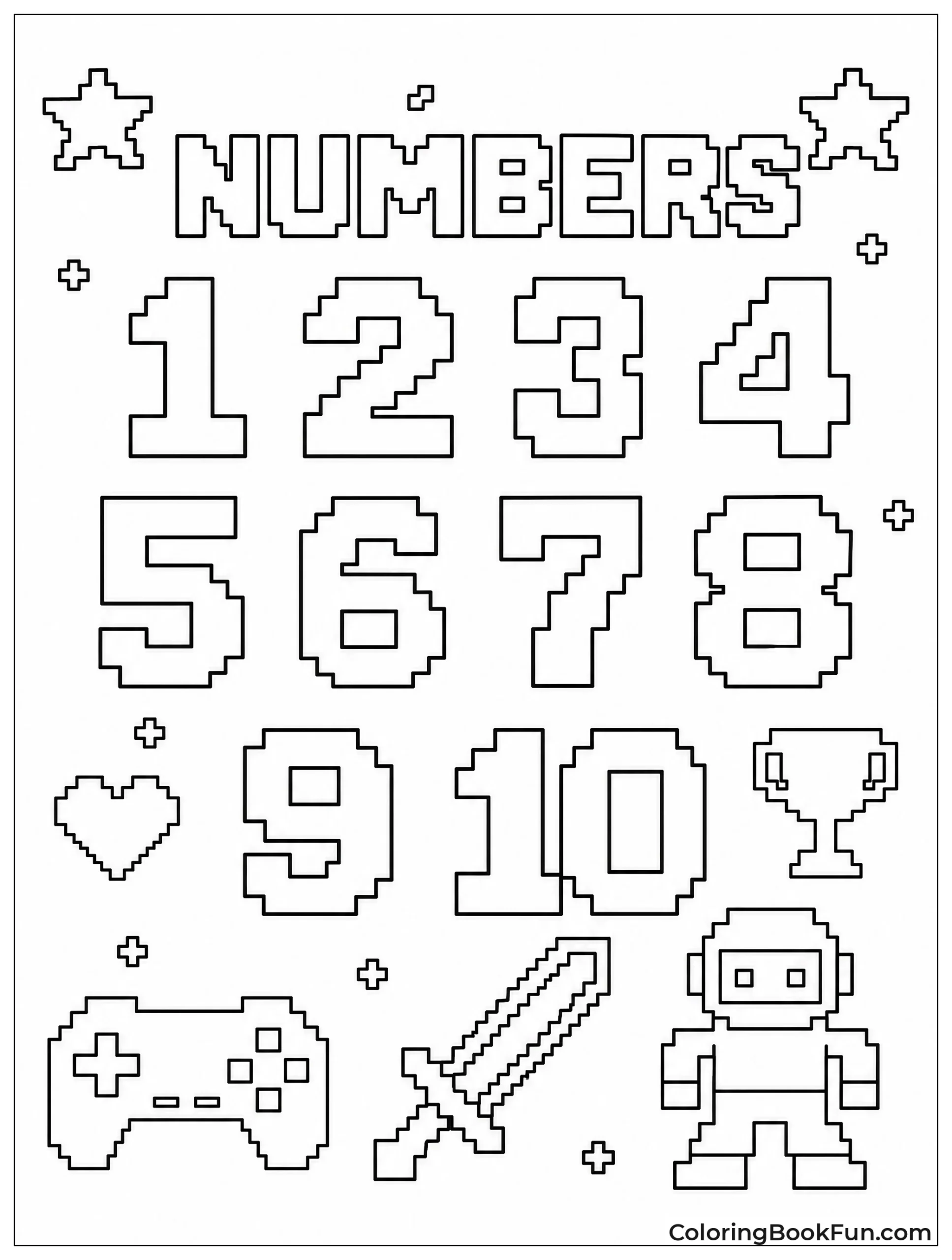 Pixel Block Style Numbers