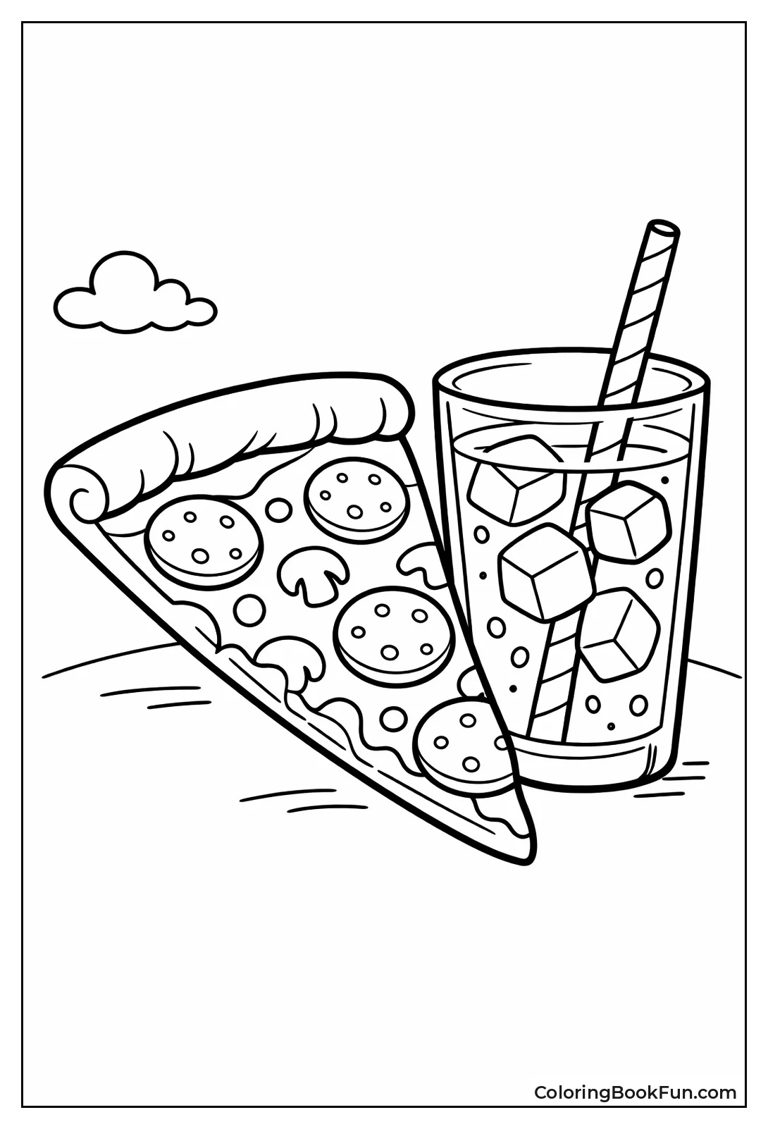 Pizza Slice with Soda Glass