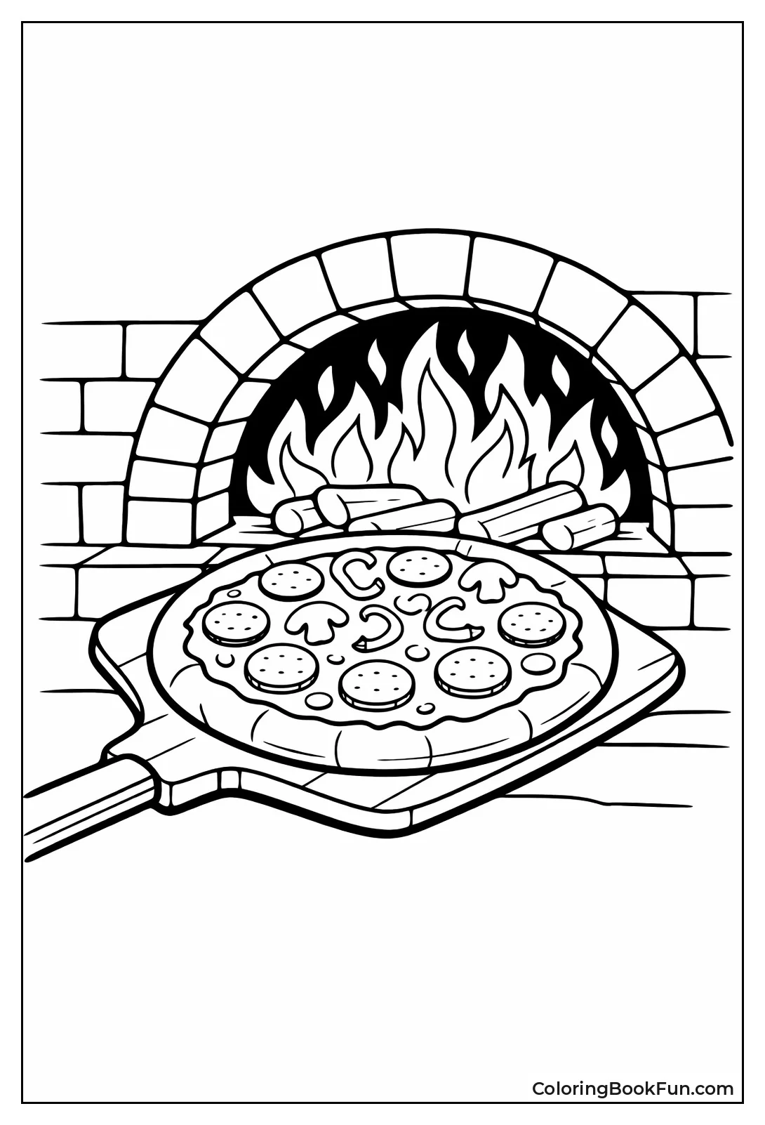 Pizza Sliding into Brick Oven
