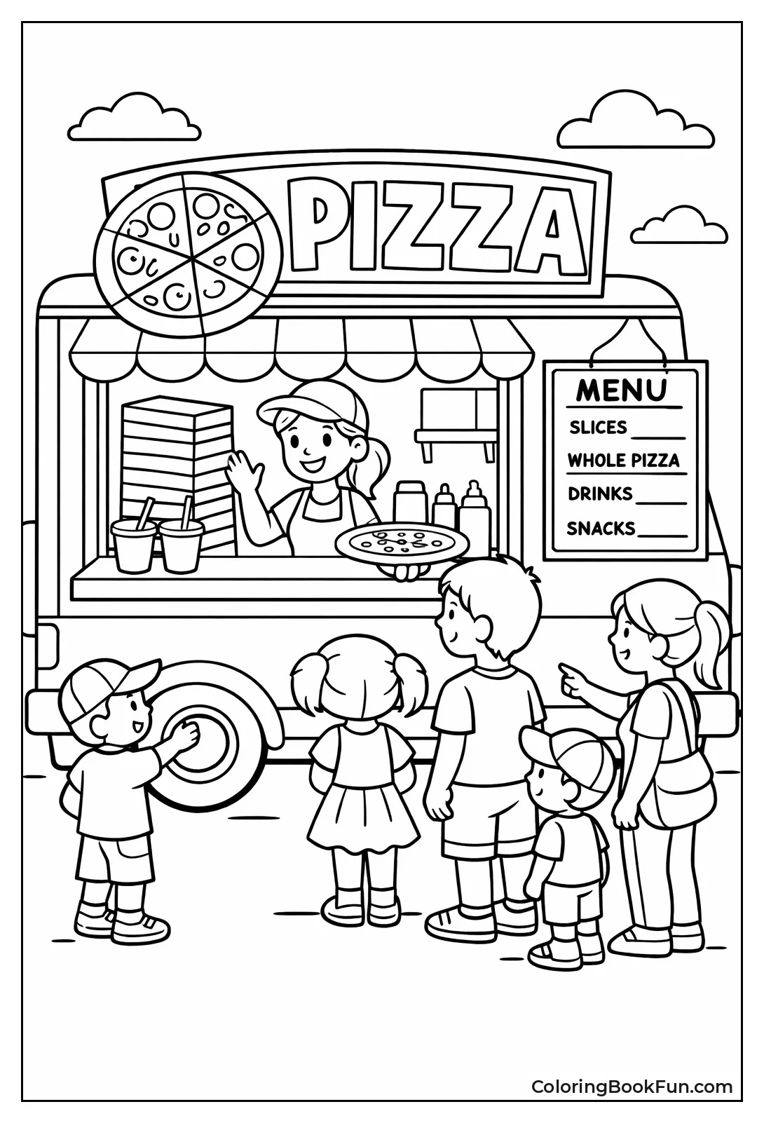 Food Truck Serving Hot Pizzas