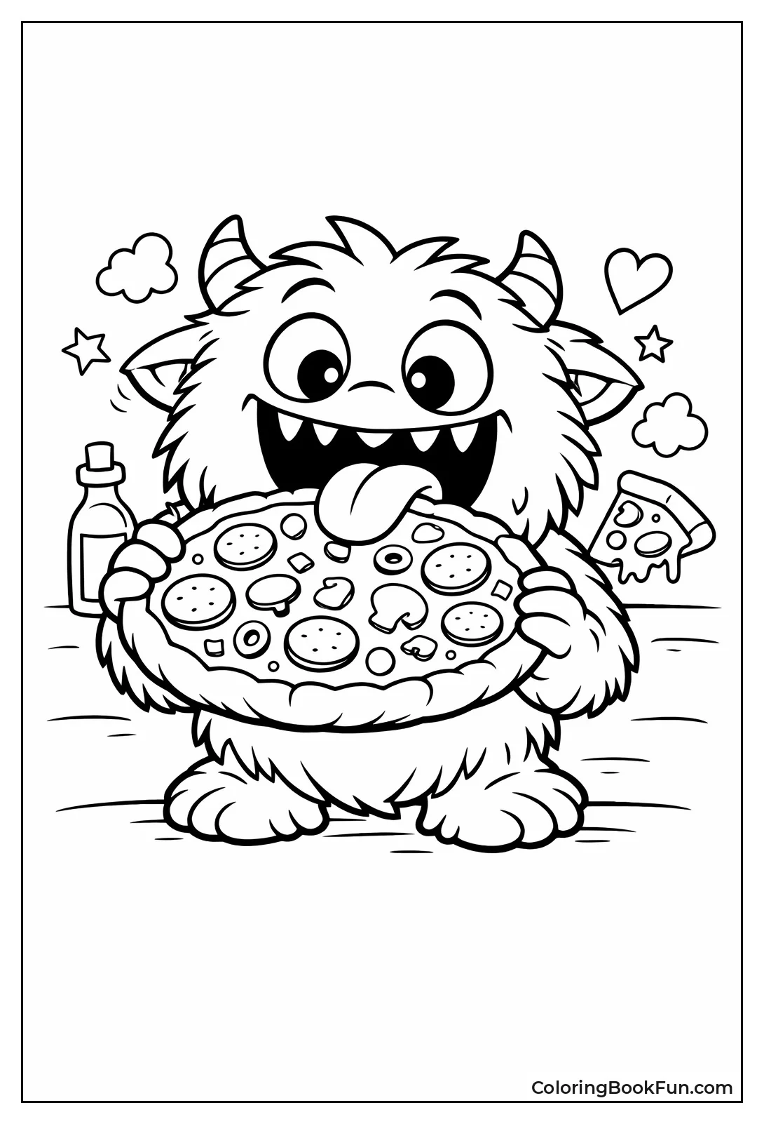 Fuzzy Monster Holds Whole Pizza