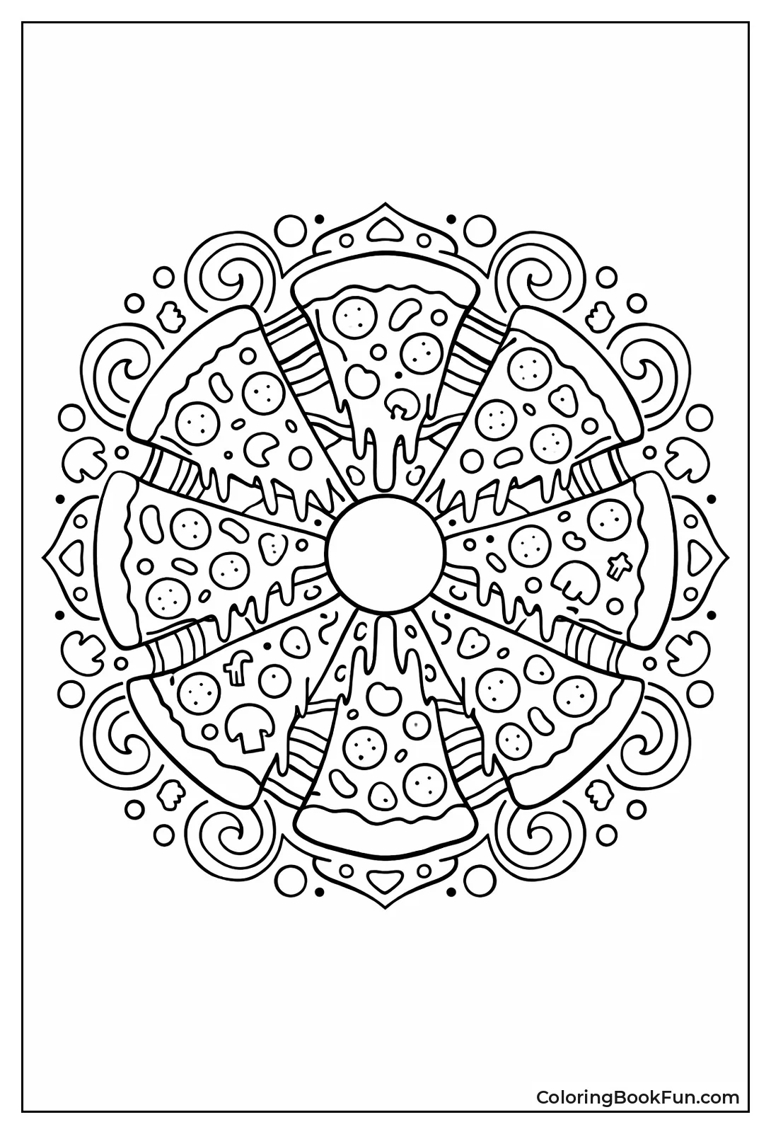 Swirling Pizza Mandala Design