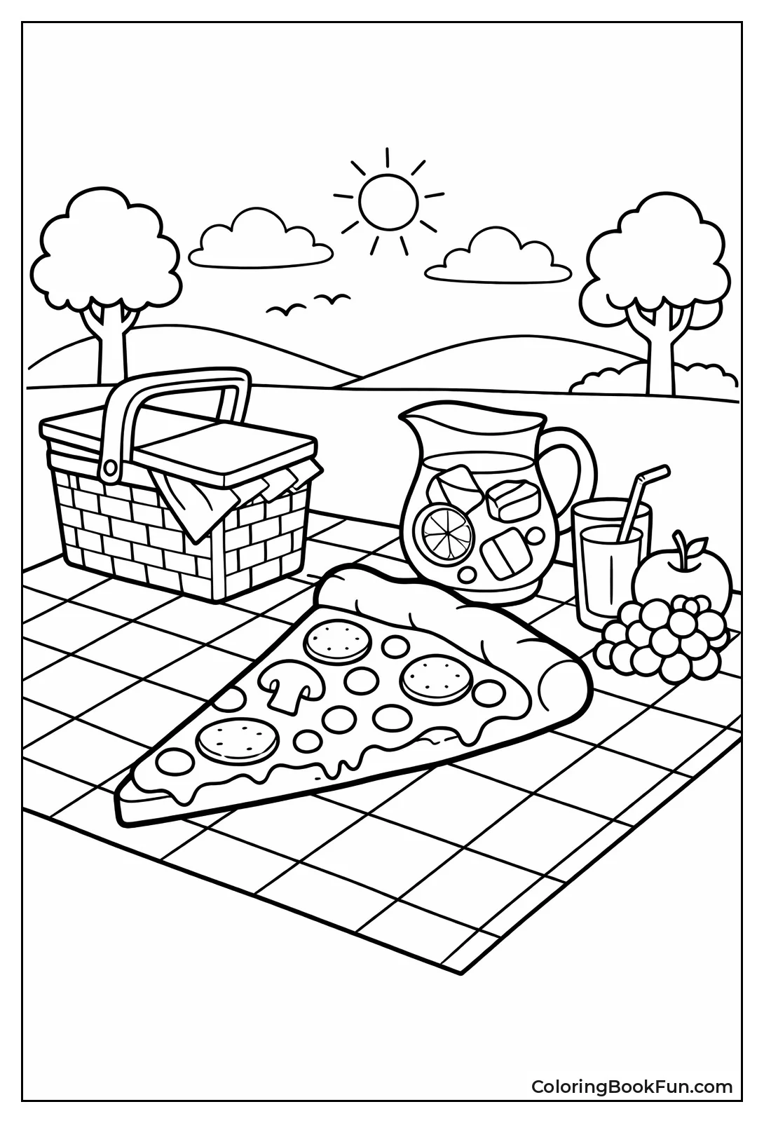 Pizza Picnic on Checkered Blanket