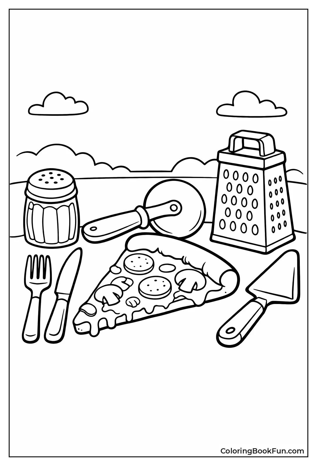 Pizza Slice with Utensils