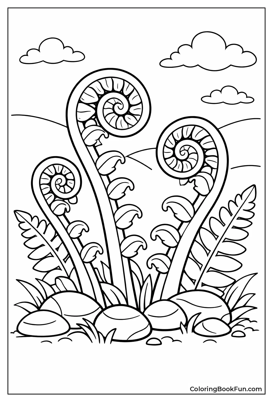 Fiddleheads Unfurl from Spirals