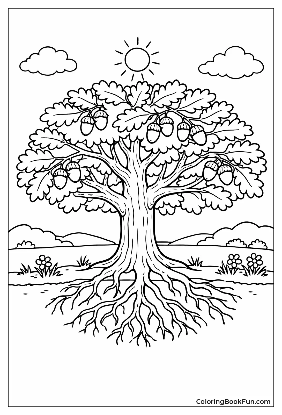 Oak Tree Stands in Meadow