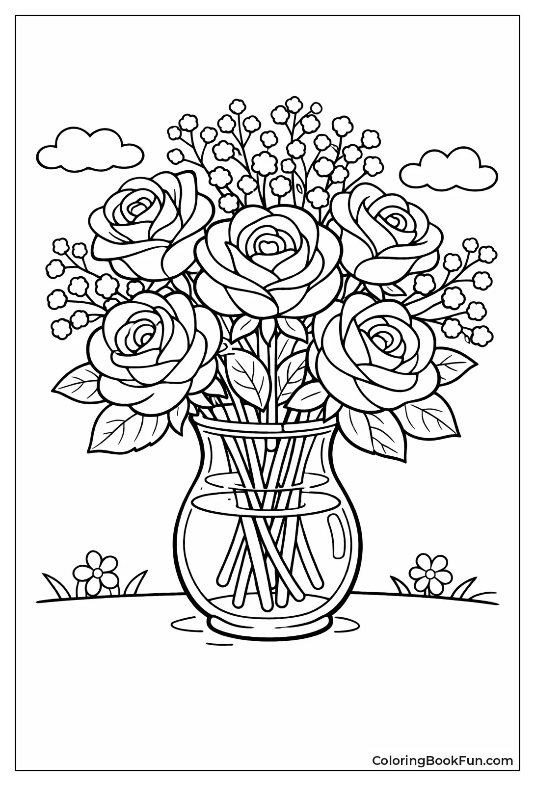 Roses Bouquet Fills Vase