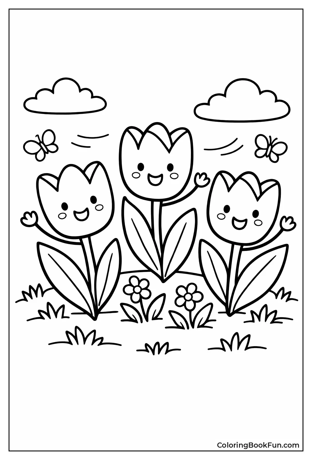 Tulips Smile in Meadow