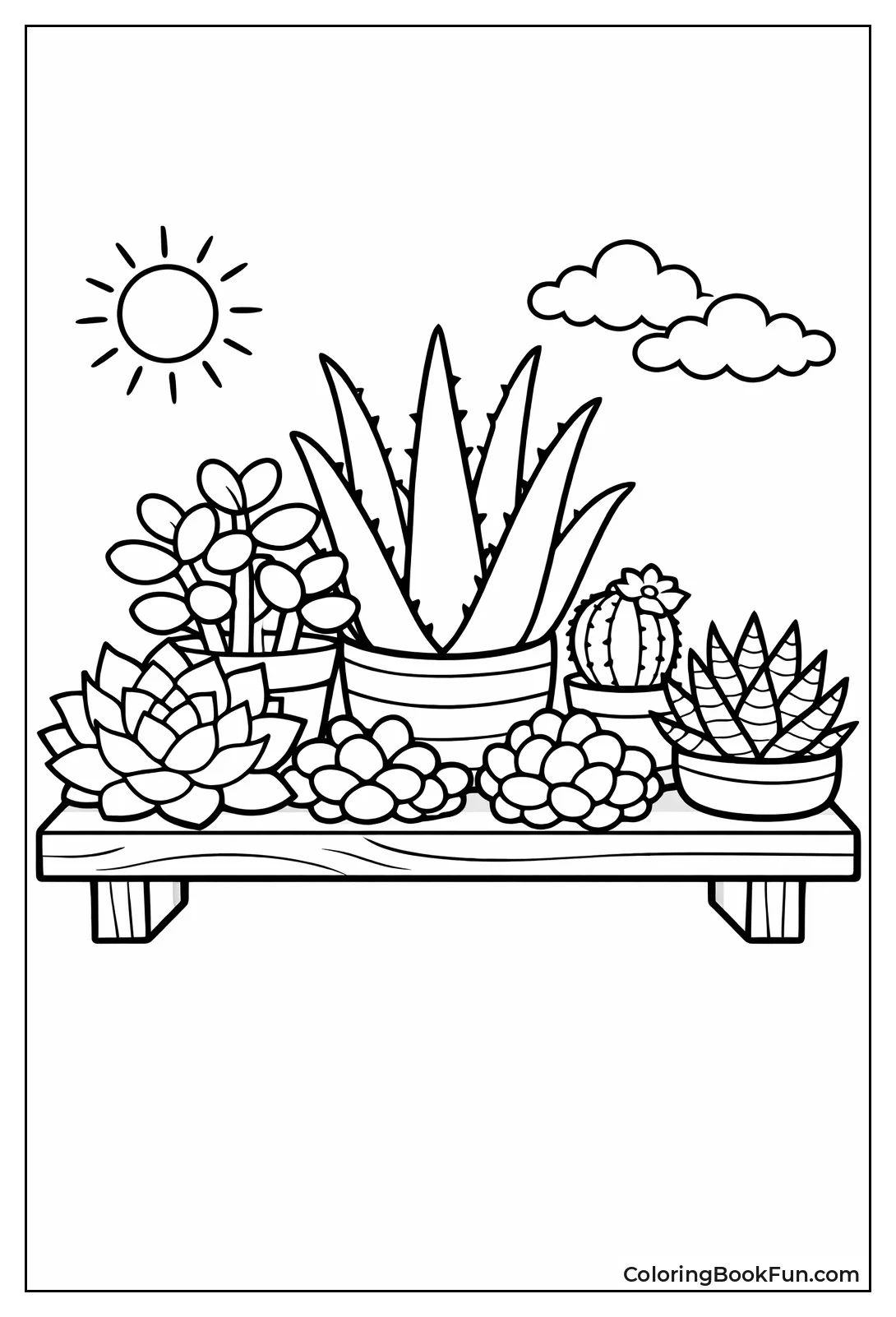 Succulents Line Wooden Shelf