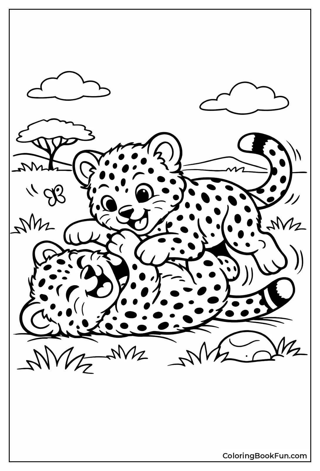 Playful Cheetah Cubs Wrestling
