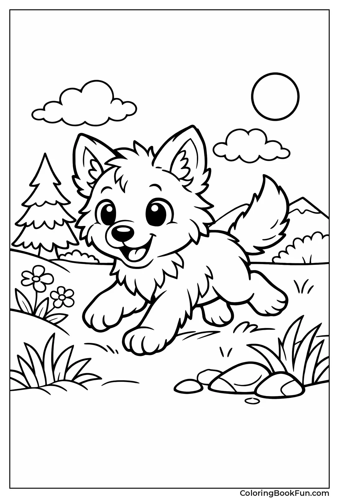 Pup Bounding through Grass