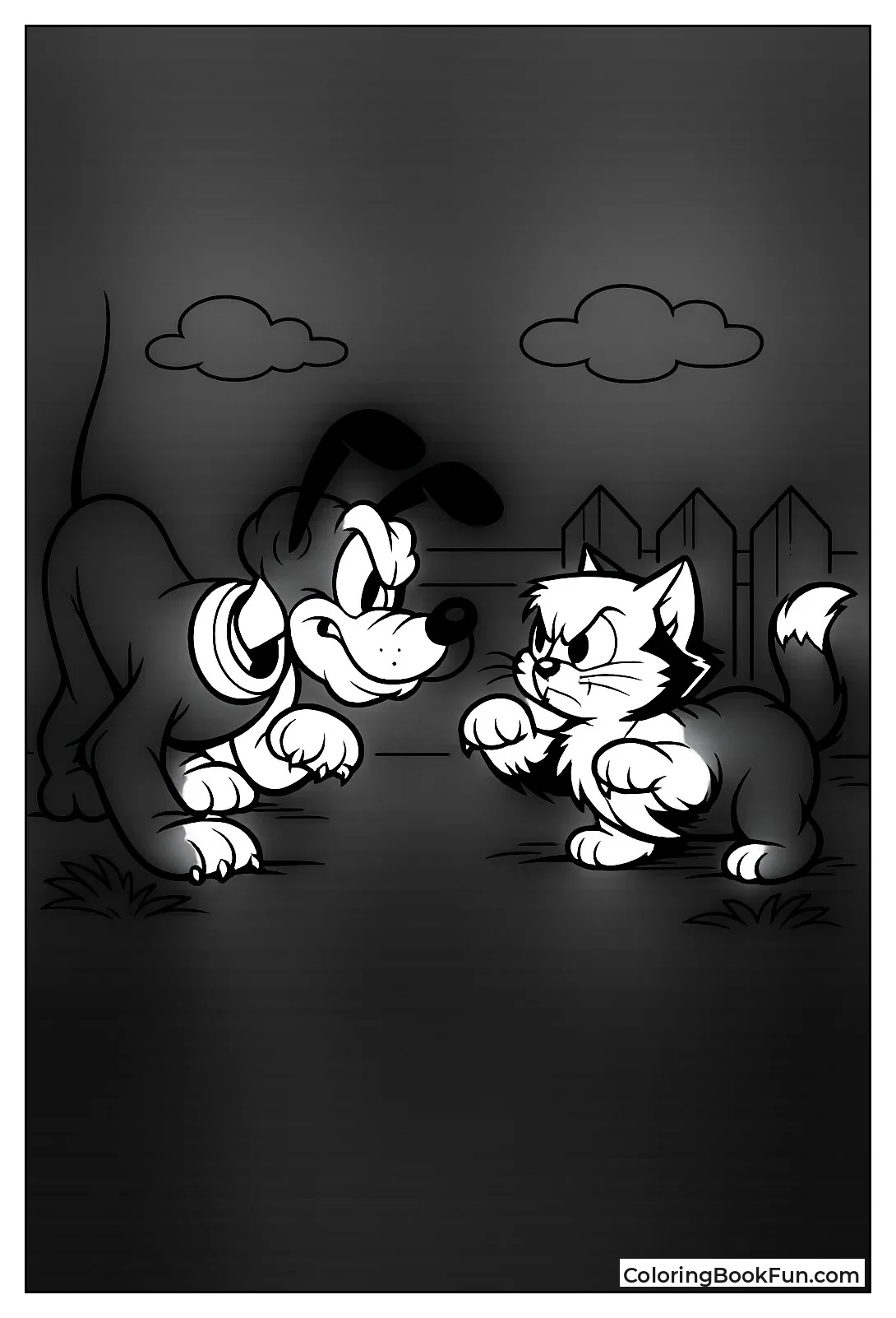 Pluto and Figaro Stare Suspiciously