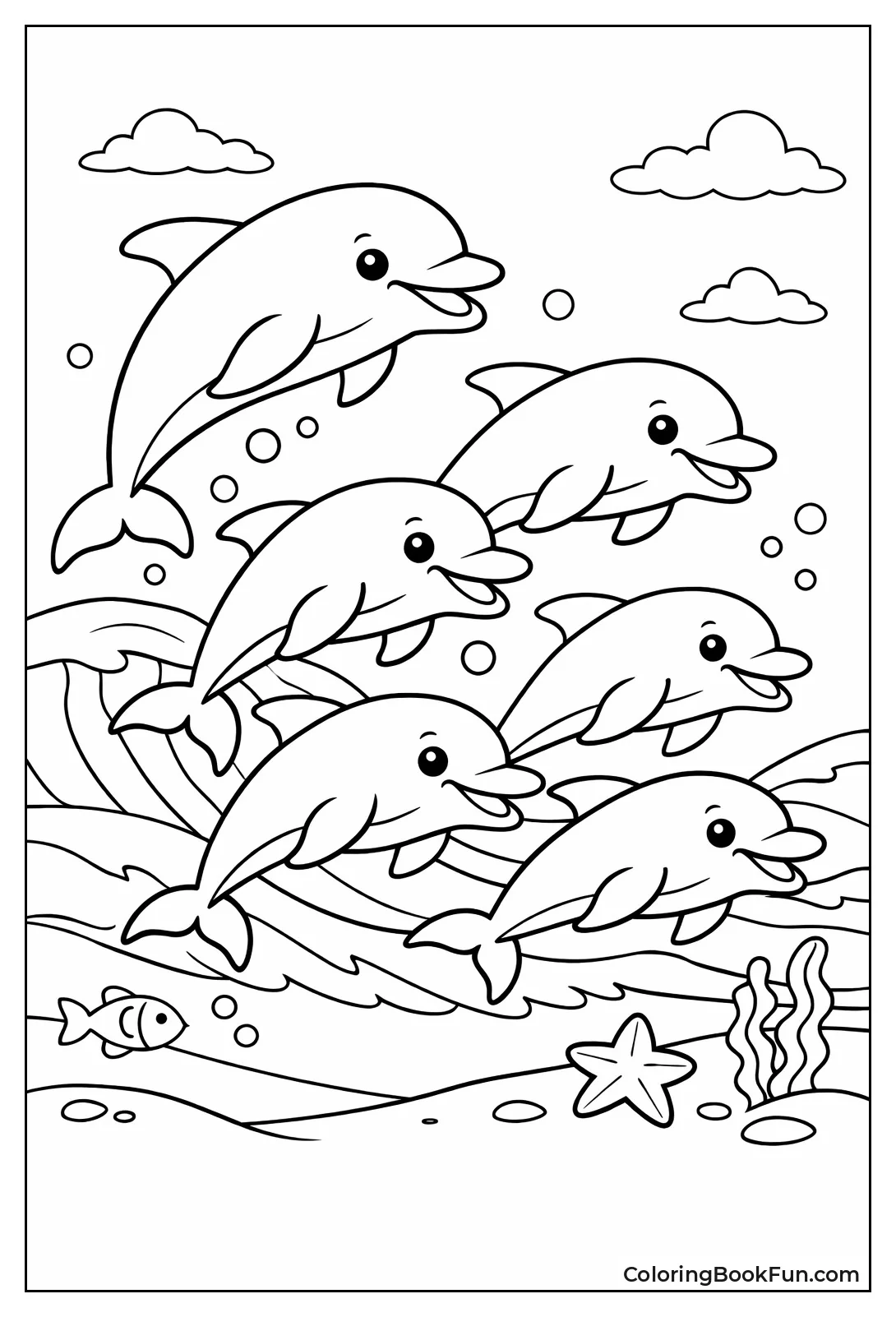 Pod of Dolphins Swimming