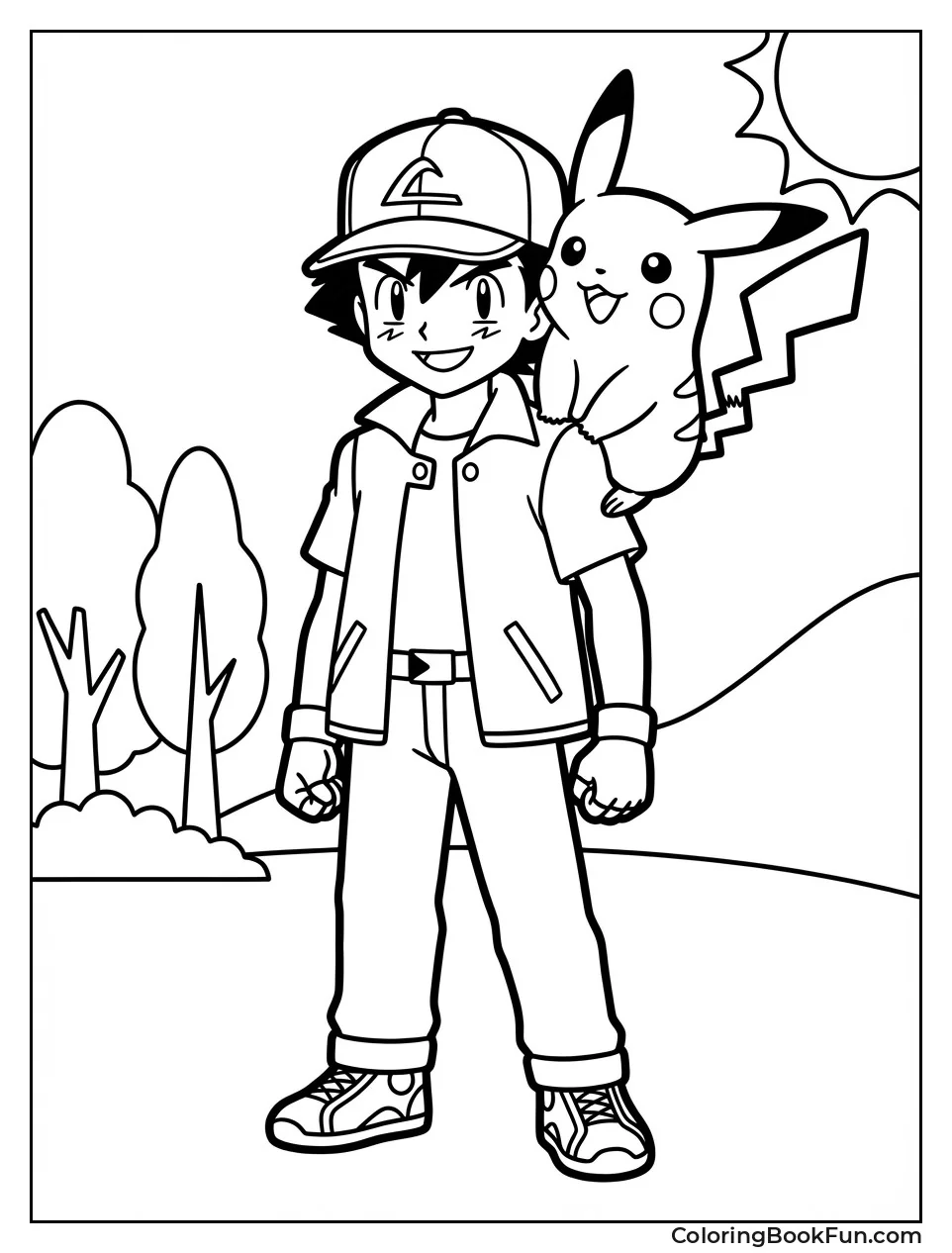 Ash Standing with Pikachu