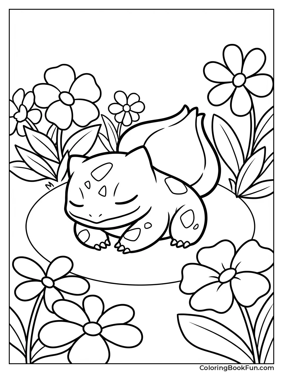 Bulbasaur Naps in Flowers