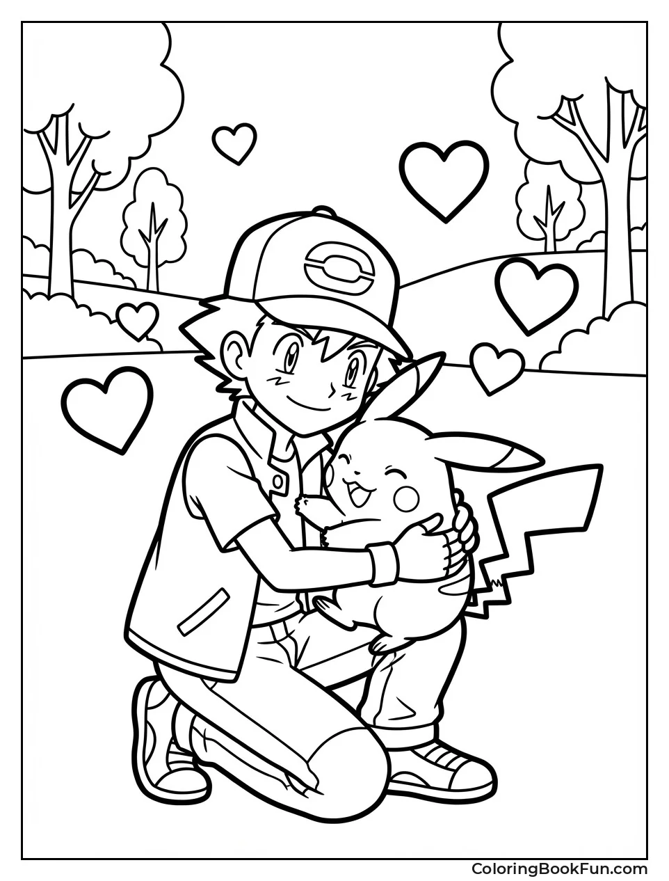 Pikachu Hugs Ash