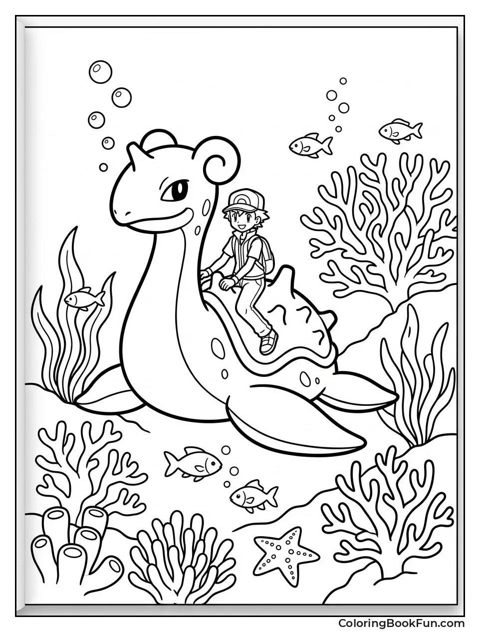 Lapras Swims with Trainers