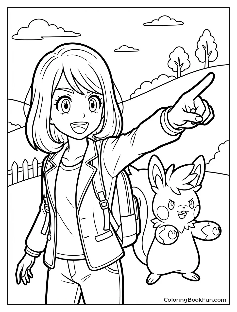 Nemona Points in Battle Pose