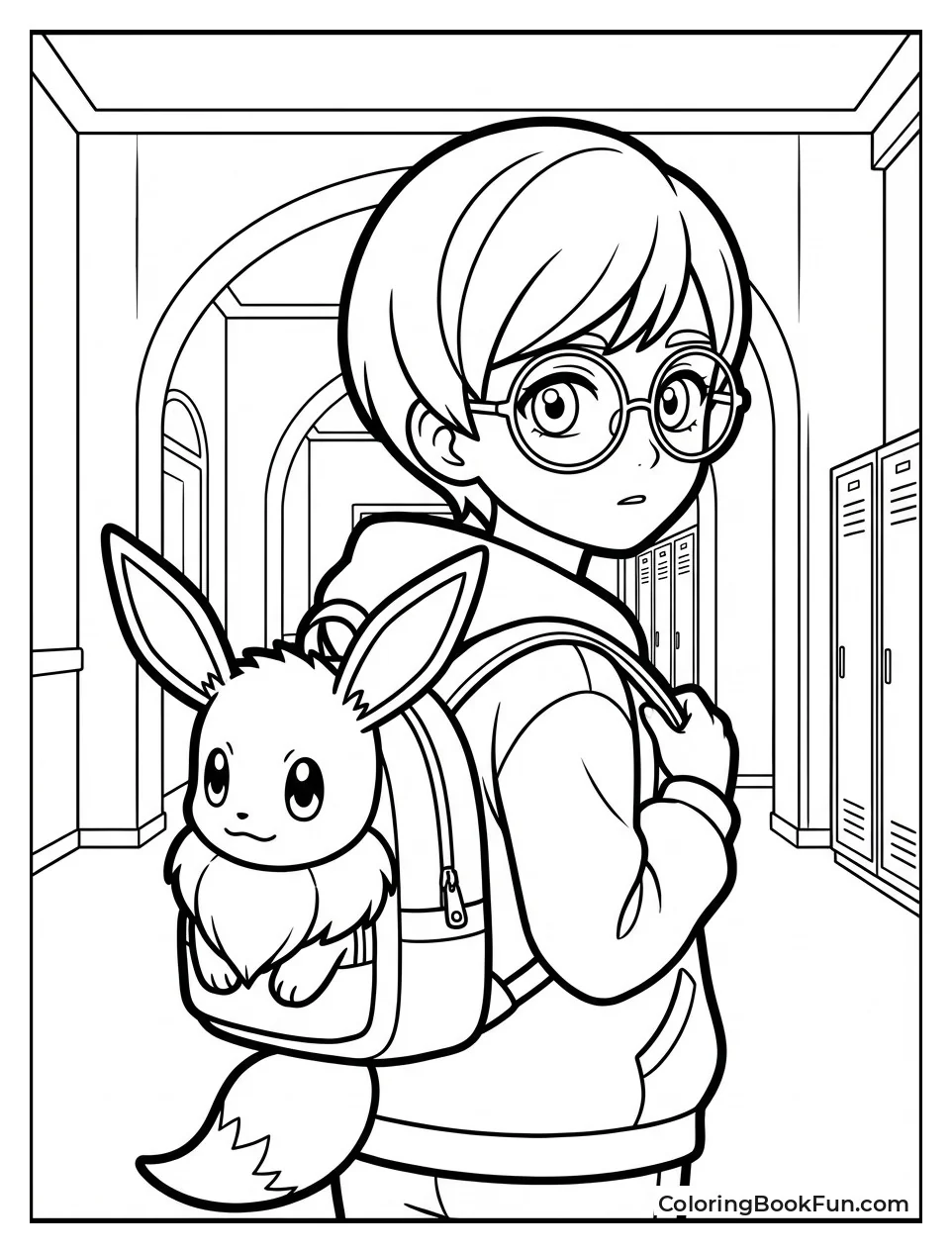 Penny Carries Big Eevee Backpack