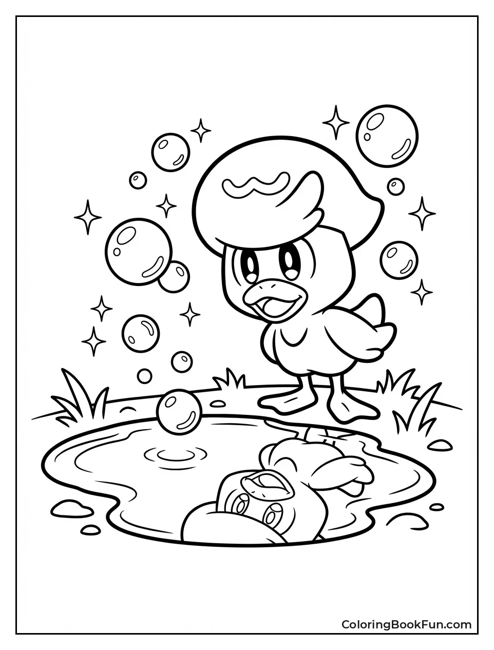 Quaxly Admires Hair in Puddle