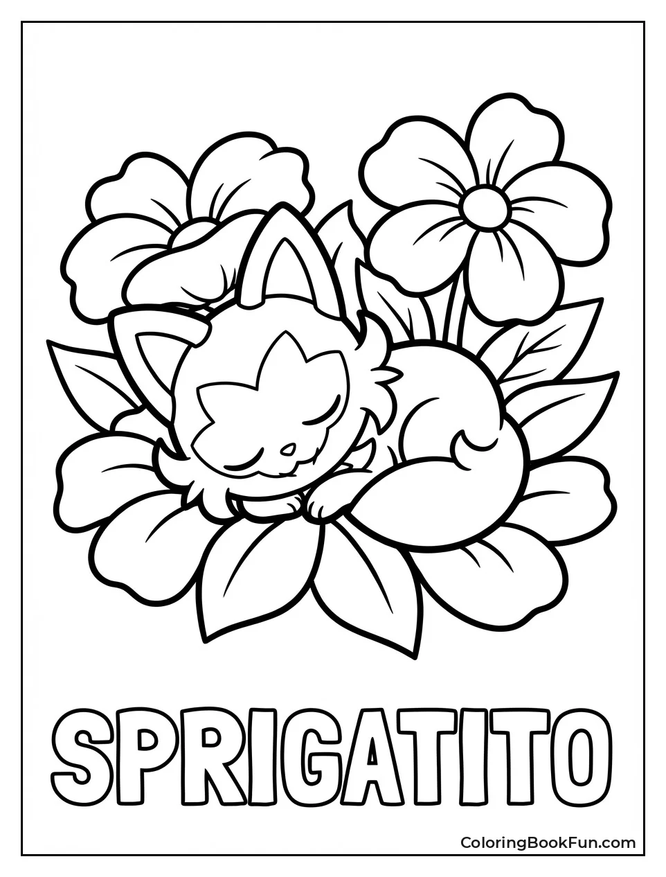 Sprigatito Naps in Flower Garden