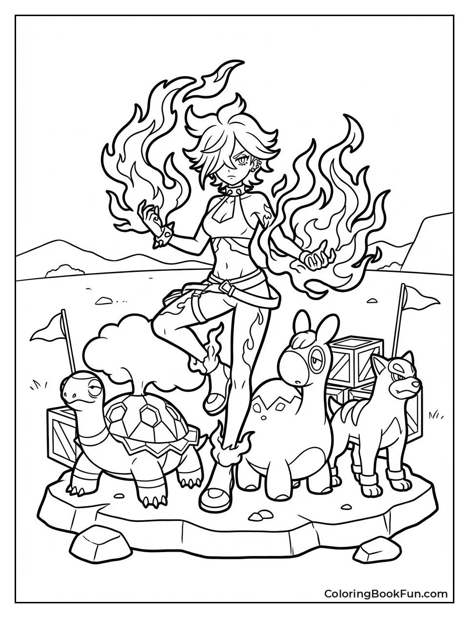 Mela Poses with Fire Pokémon