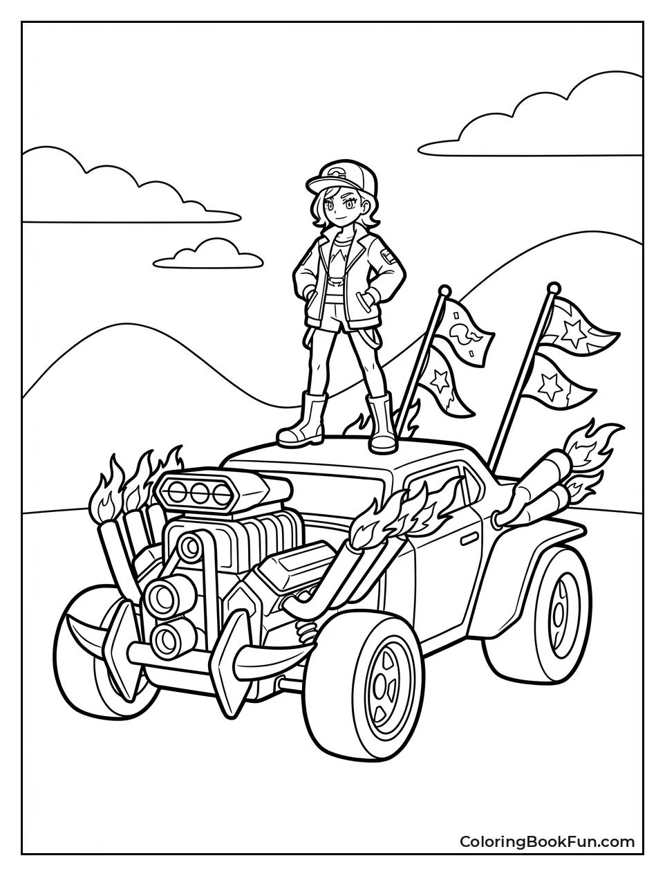 Mela Rides Starmobile with Flames