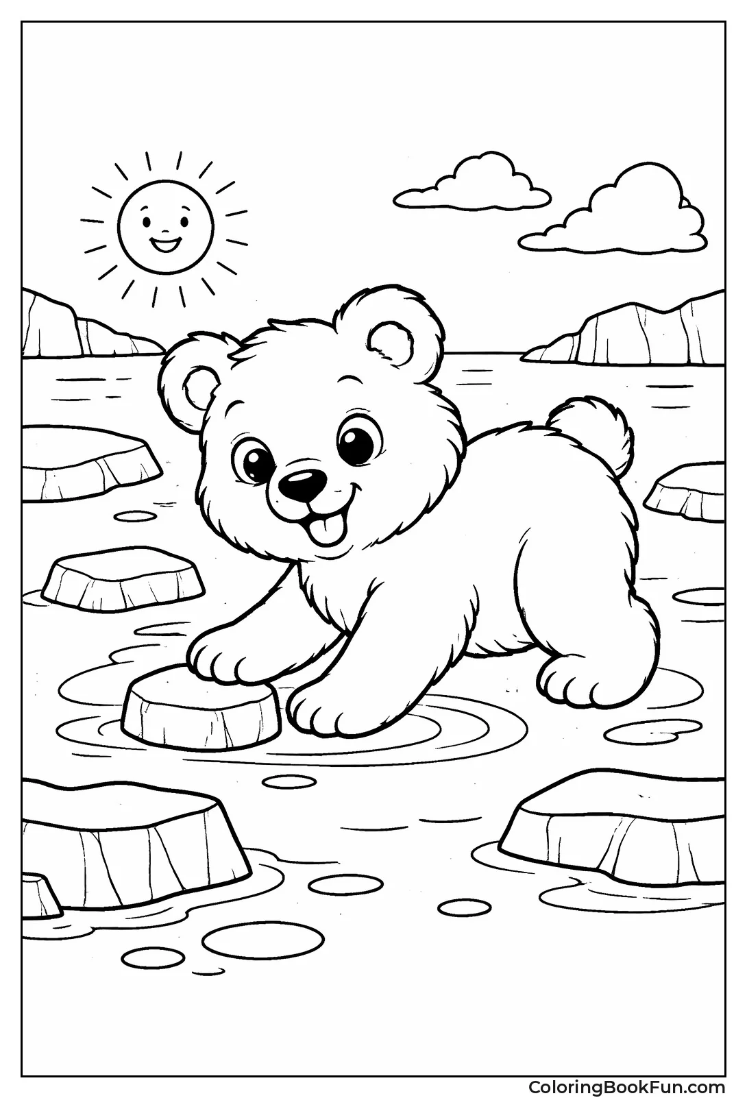 Fluffy Polar Cub Playing