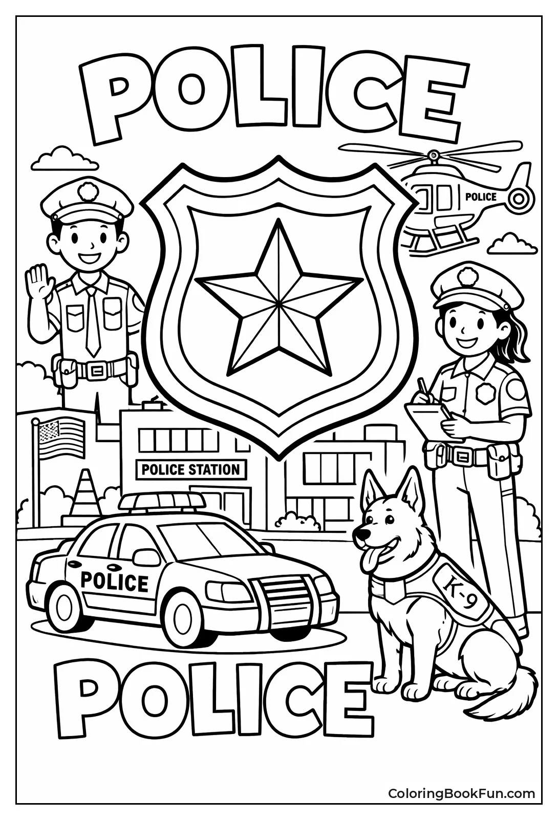 Bold Police Badge with Star