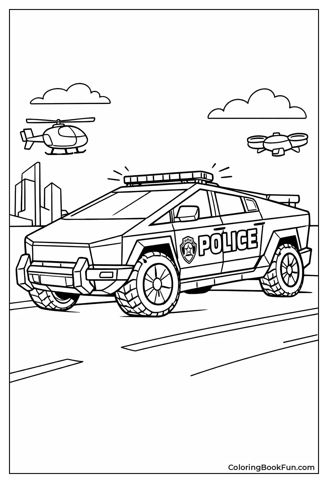 Police Cybertruck Sirens Flash