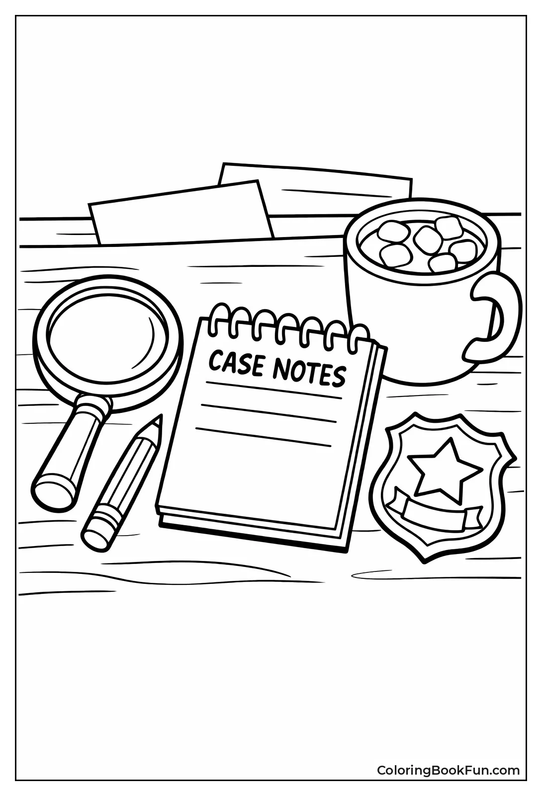 Detective Desk with Clues