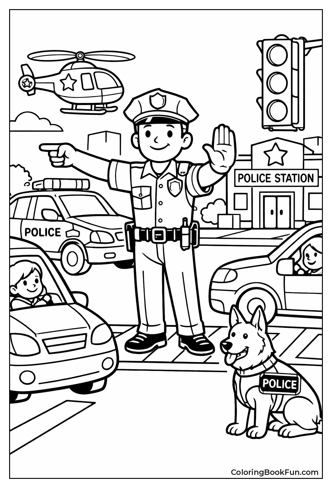 Officer Directing Busy Traffic