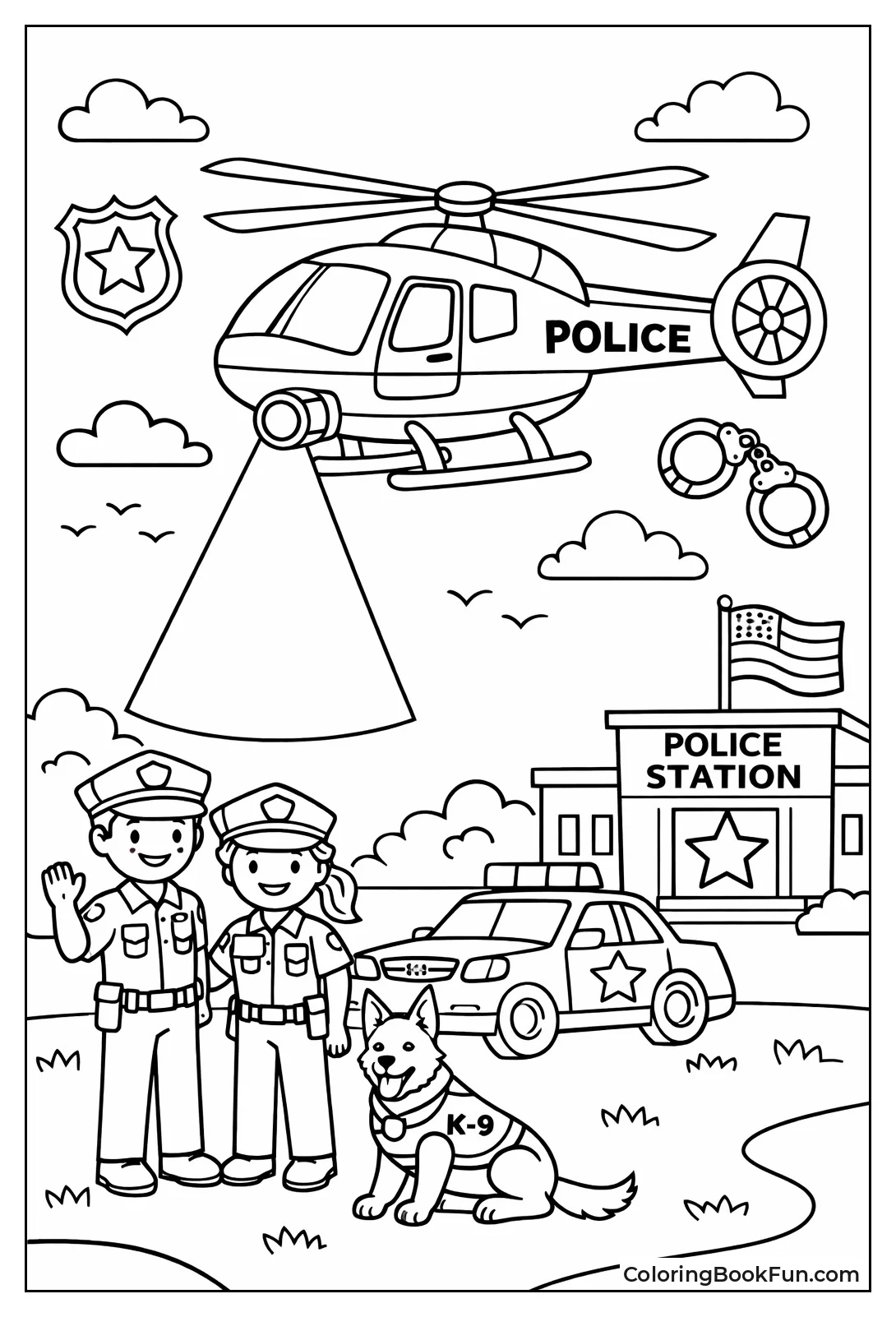 Hovering Police Helicopter Lights