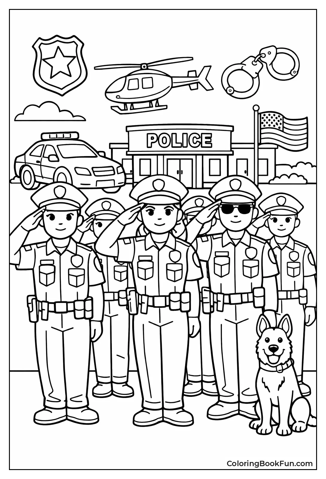 Officers Saluting in Line