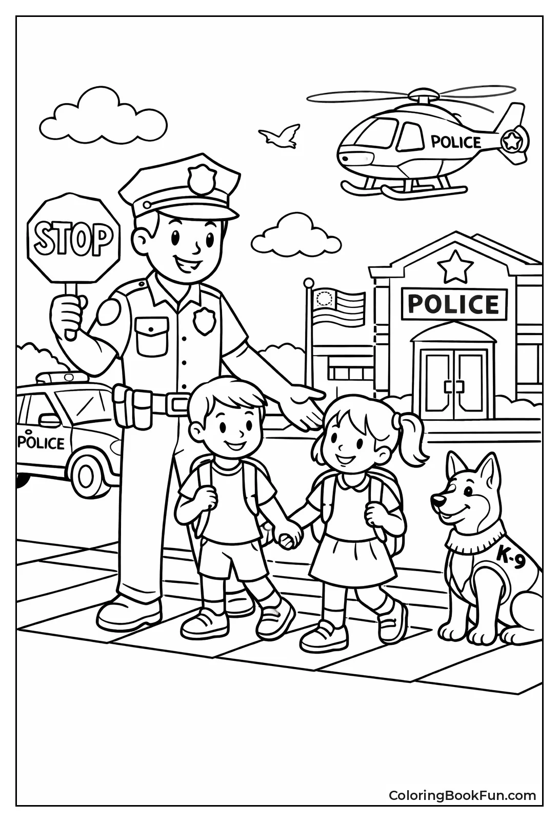 Officer Helping Kids Cross