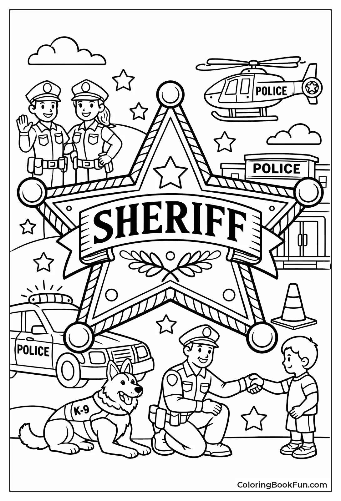 Detailed Sheriff Star Badge