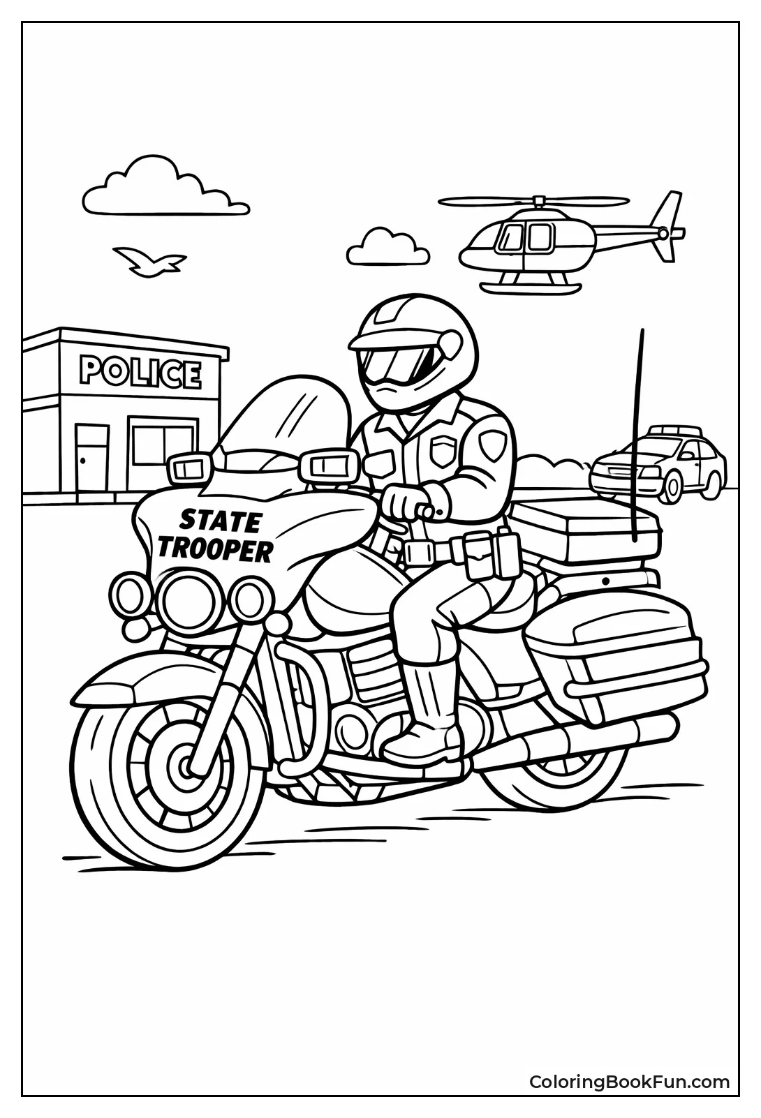 Trooper Riding Police Motorcycle