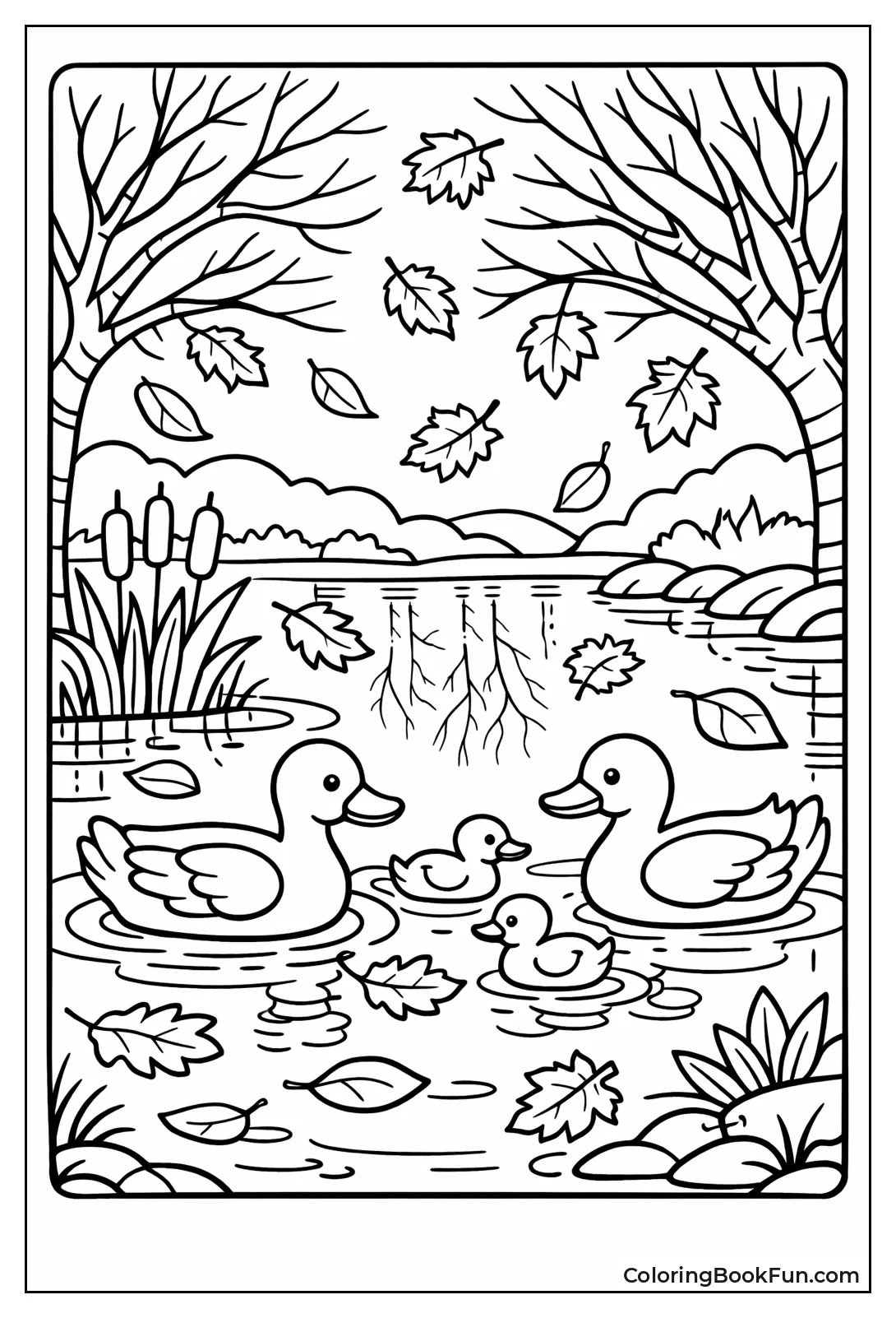 Fall Leaves Float Pond