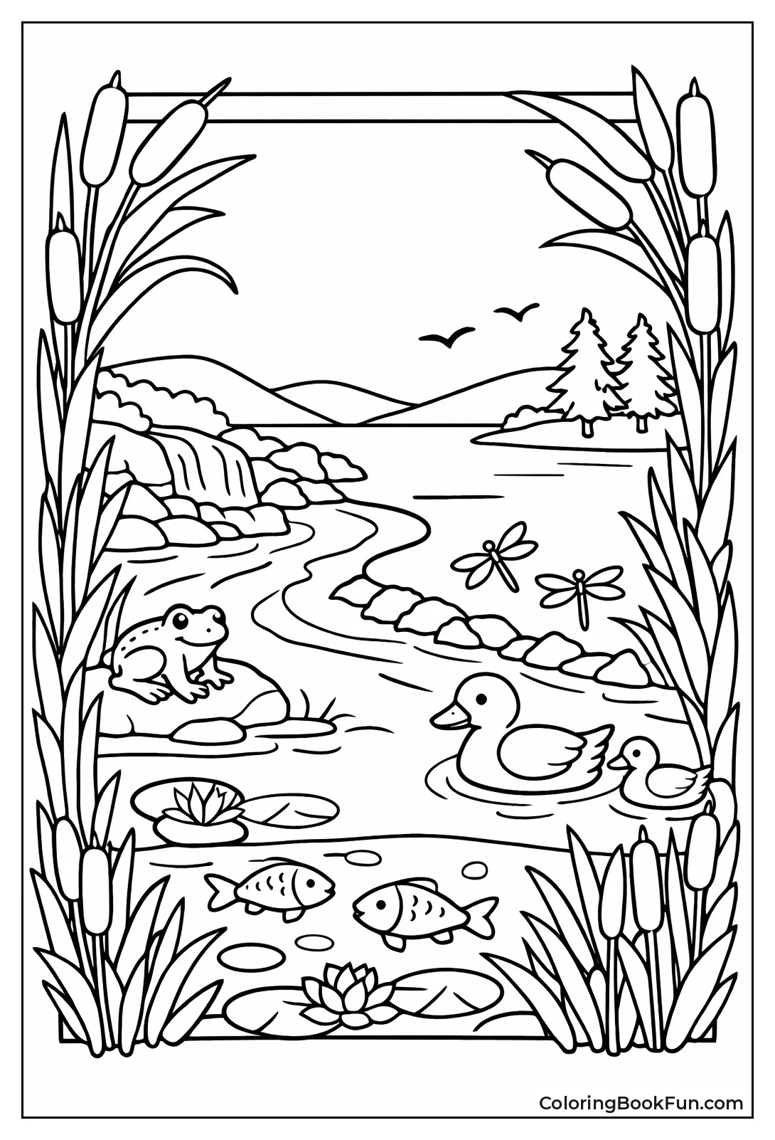 Cattails Frame Page Border