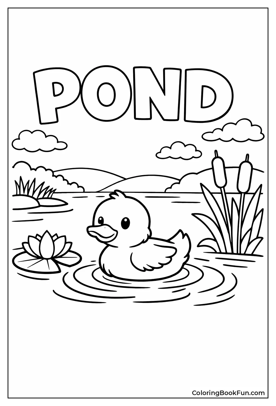 Cute Duckling Swims Pond