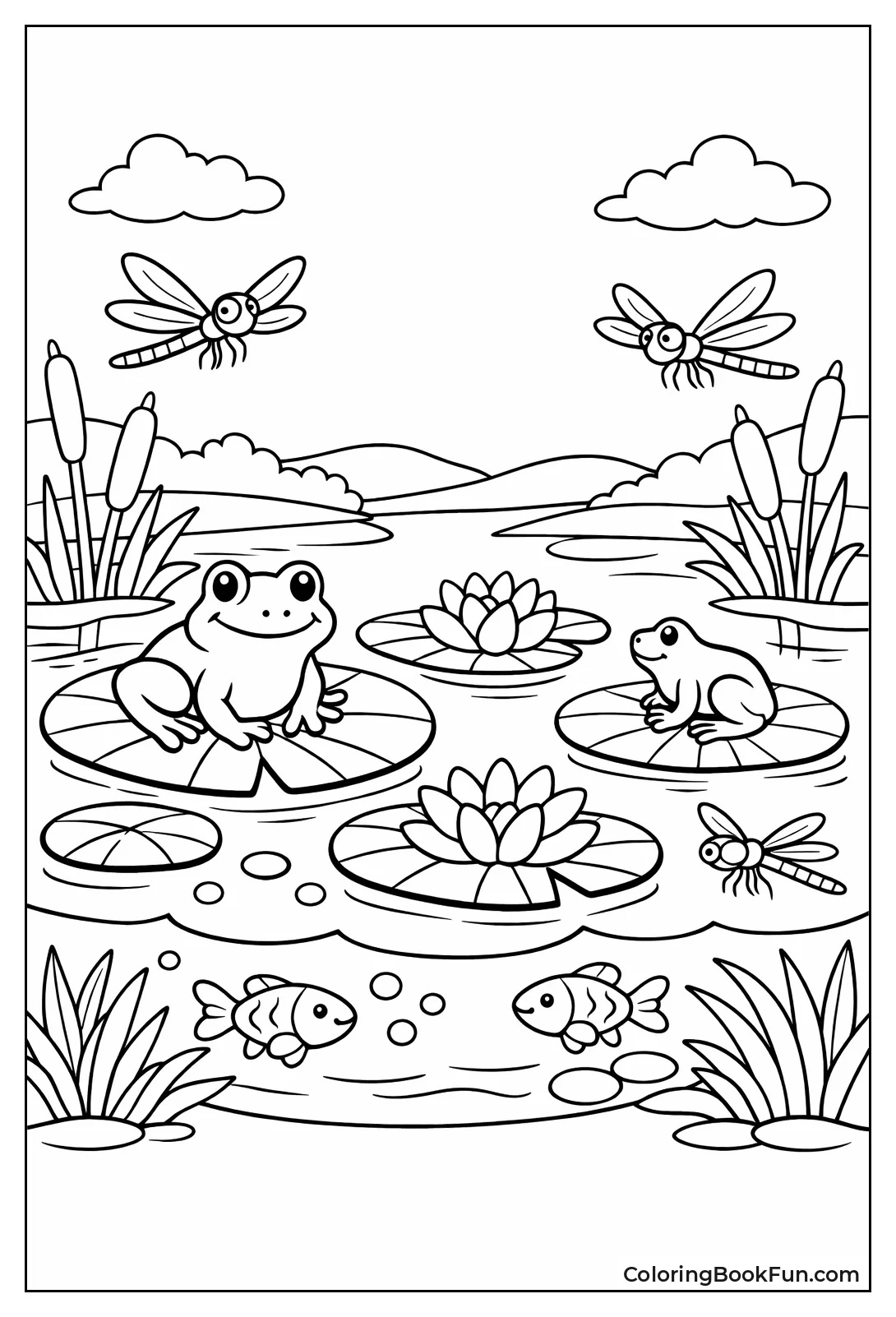 Frogs Rest on Lily Pads