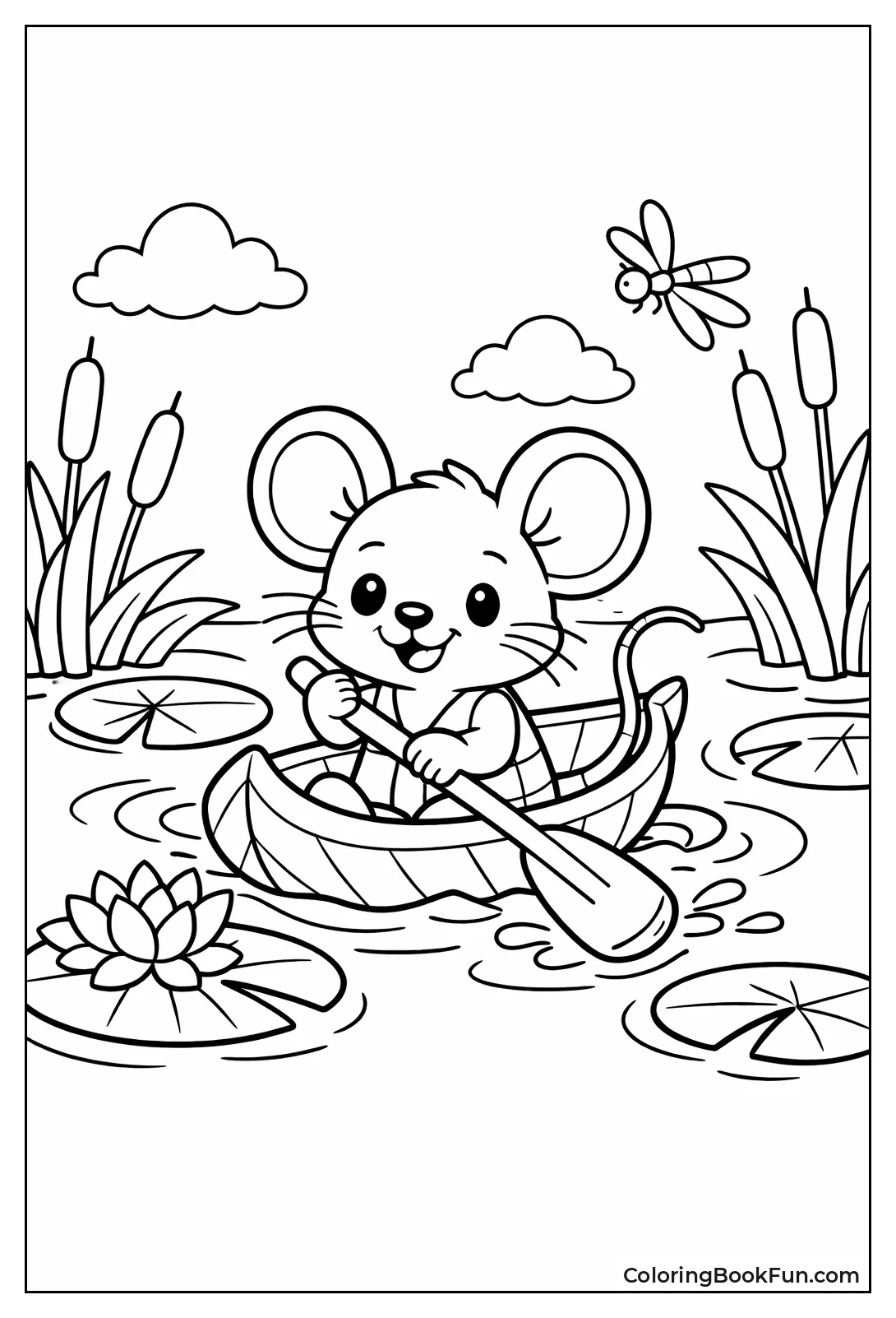Mouse Swimming by Lilies