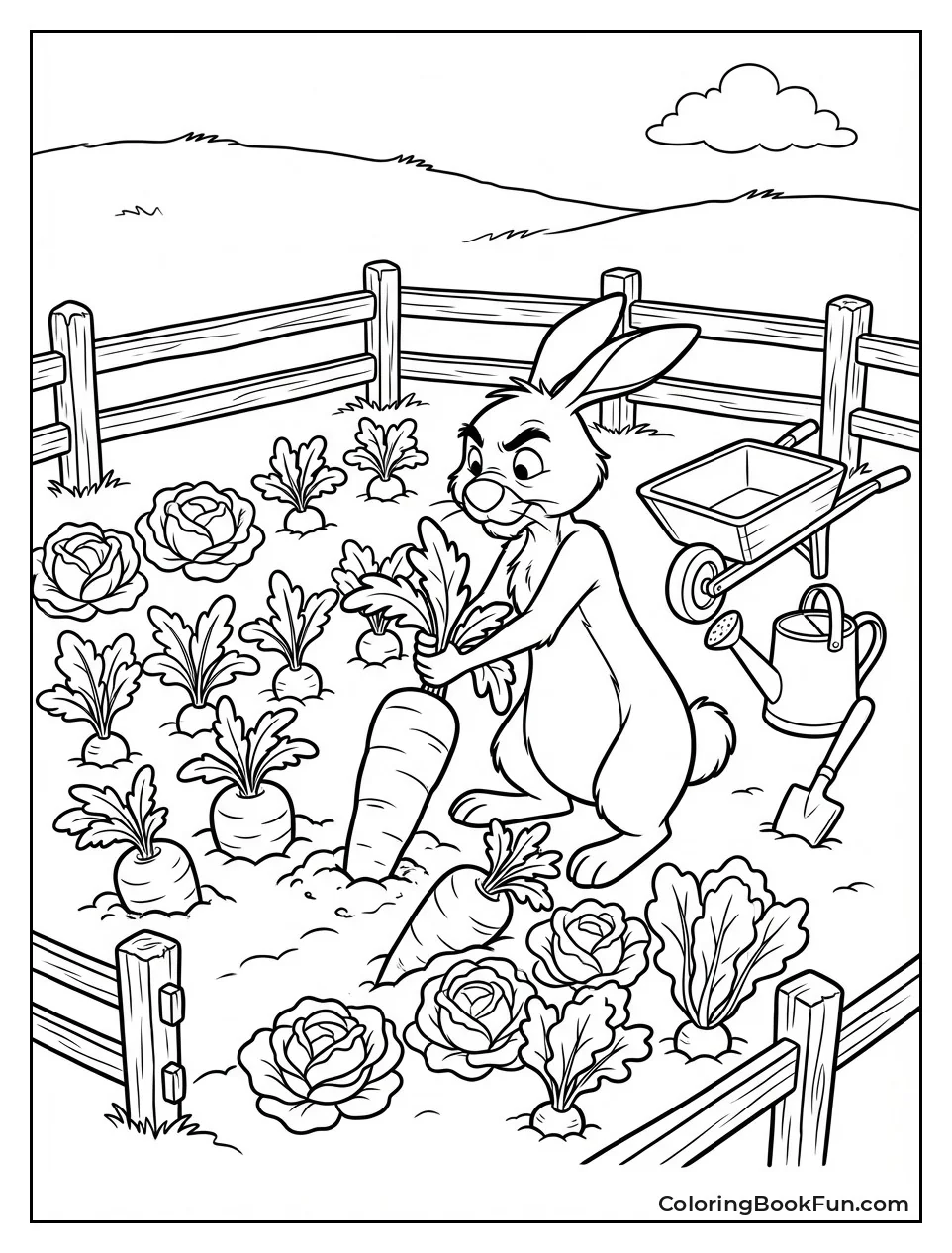 Rabbit Pulls Giant Carrots