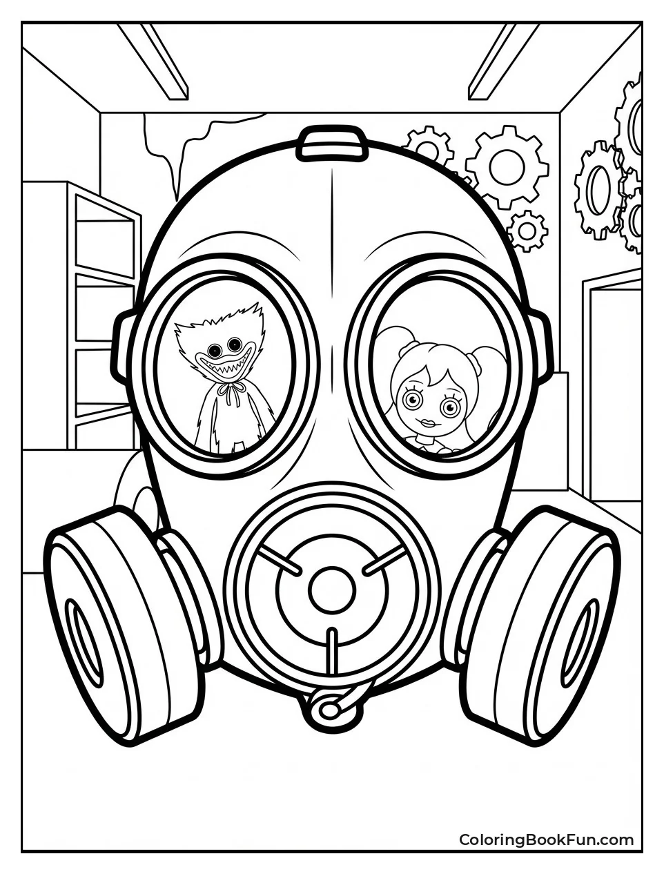 Gas Mask Shows Reflections