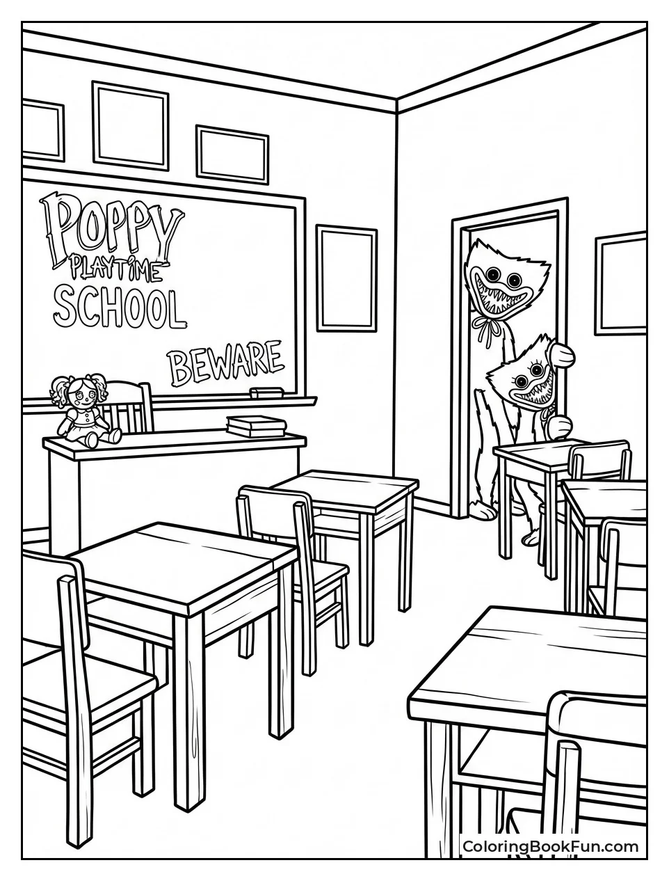 Creepy Schoolhouse Desks