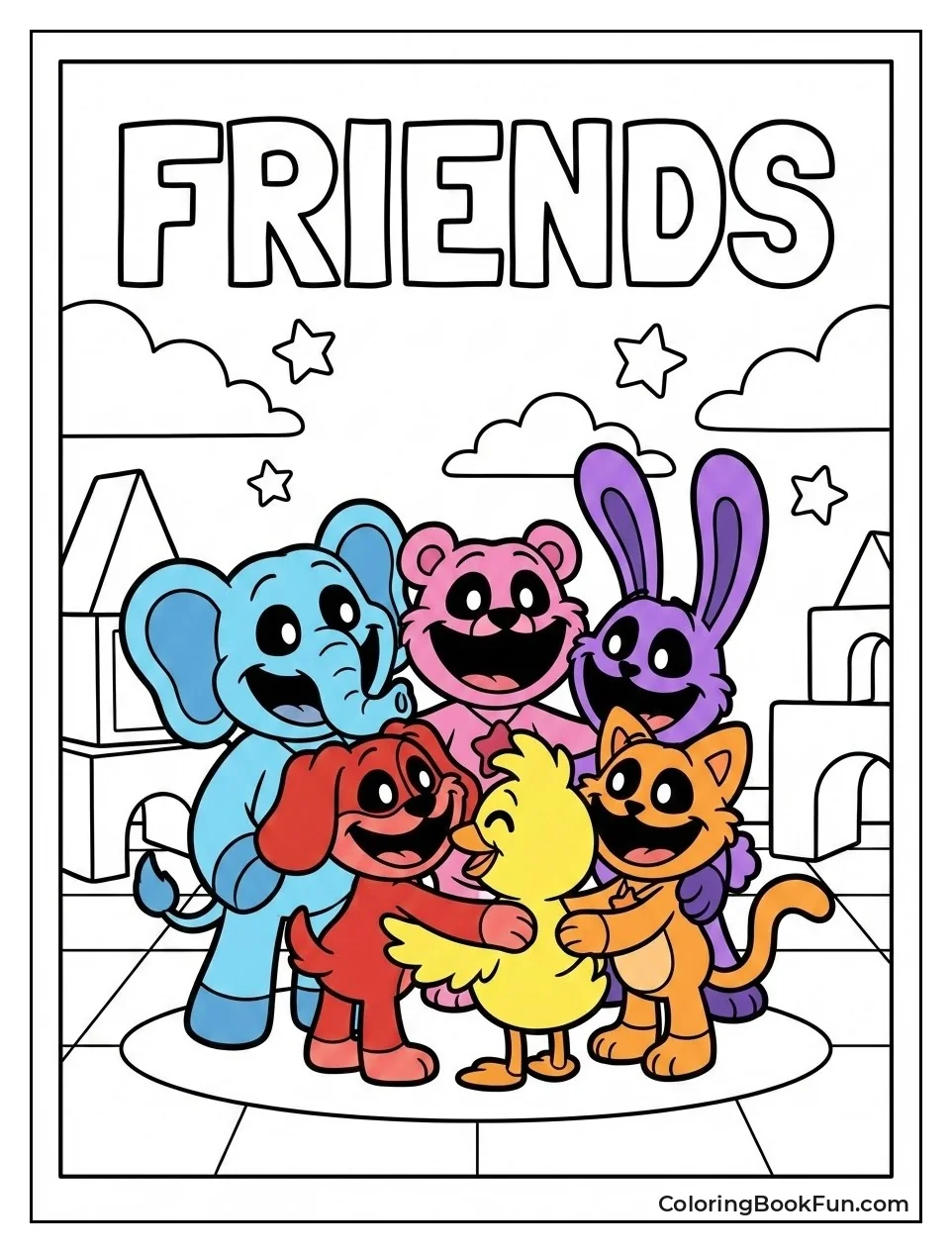 Smiling Critters Huddle Playfully